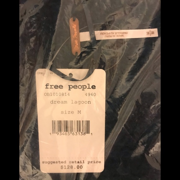 Free People Sweater Moonbeam V  In Dream Lagoon New With Tags - Picture 6 of 7